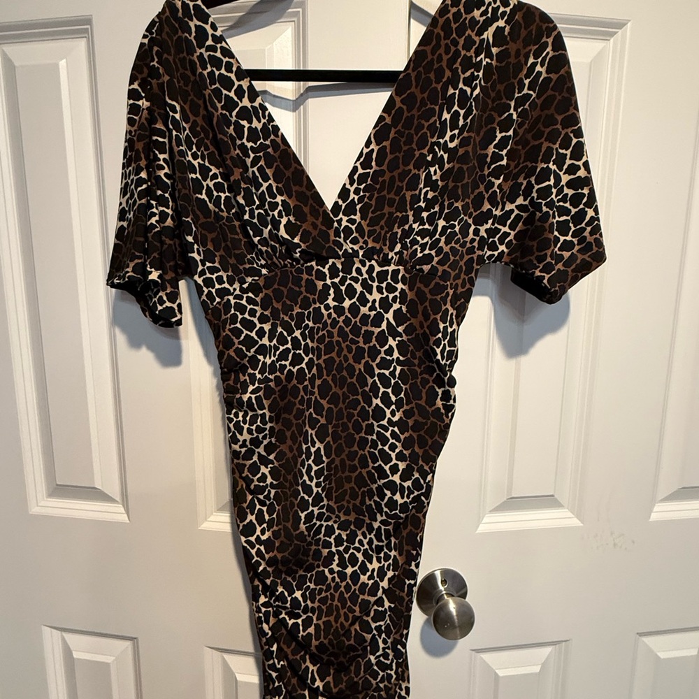 Chic Animal Print V-Neck Dress